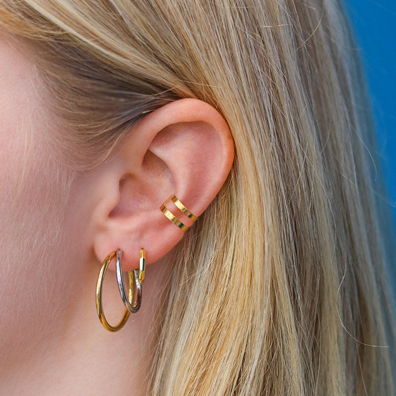 Two Tone Double Hoop Earrings