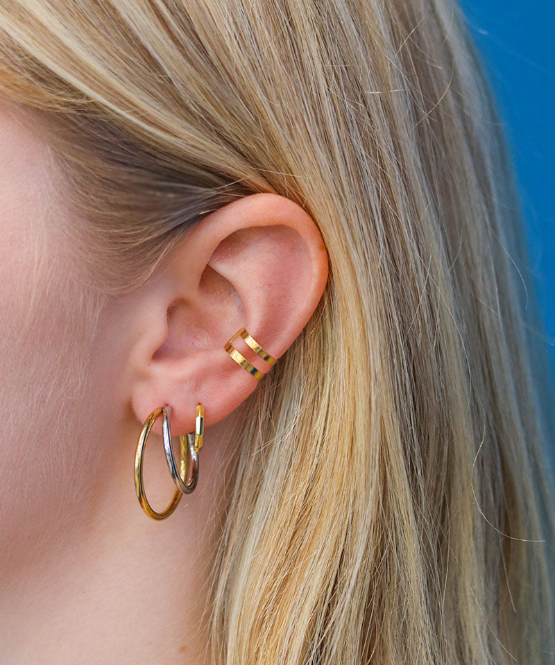 Two Tone Double Hoop Earrings