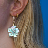 Carved Hibiscus Abalone Earrings