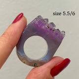 Carved Rock Ring Dark Amethyst (SIZE 5.5-8)