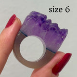 Carved Rock Ring Dark Amethyst (SIZE 5.5-8)