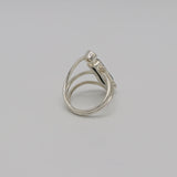 Black Tourmaline white topaz pillar Ring