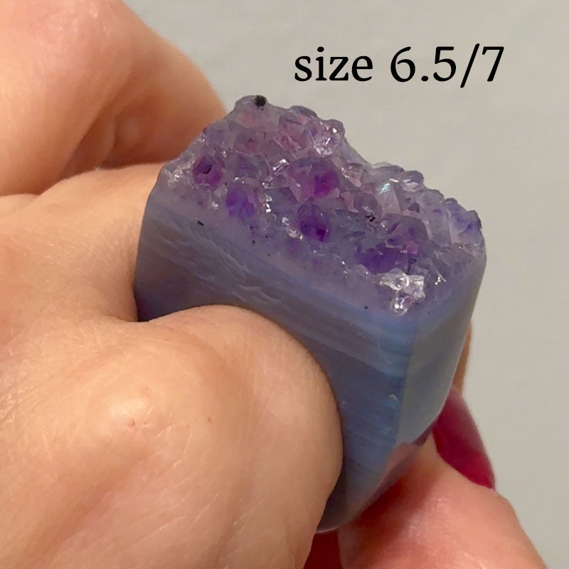 Carved Rock Ring Dark Amethyst (SIZE 5.5-8)