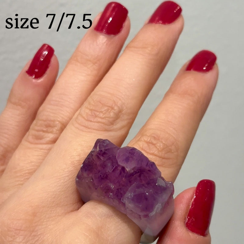 Carved Rock Ring Dark Amethyst (SIZE 5.5-8)