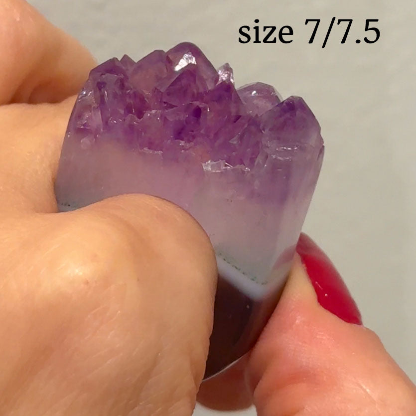 Carved Rock Ring Dark Amethyst (SIZE 5.5-8)