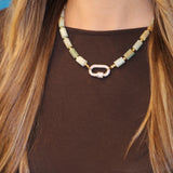 Crystal Clasp Amazonite Beaded Necklace