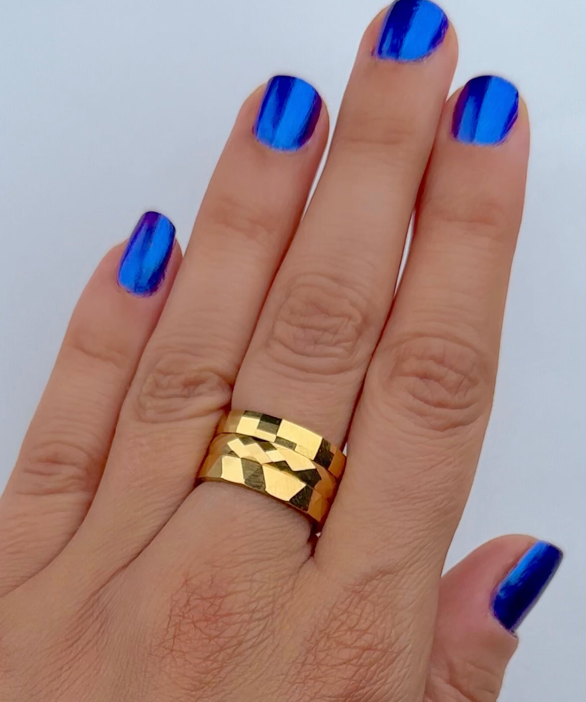 Stackable waterproof durable 18k gold-plated stainless steel ring tarnish free nickel free