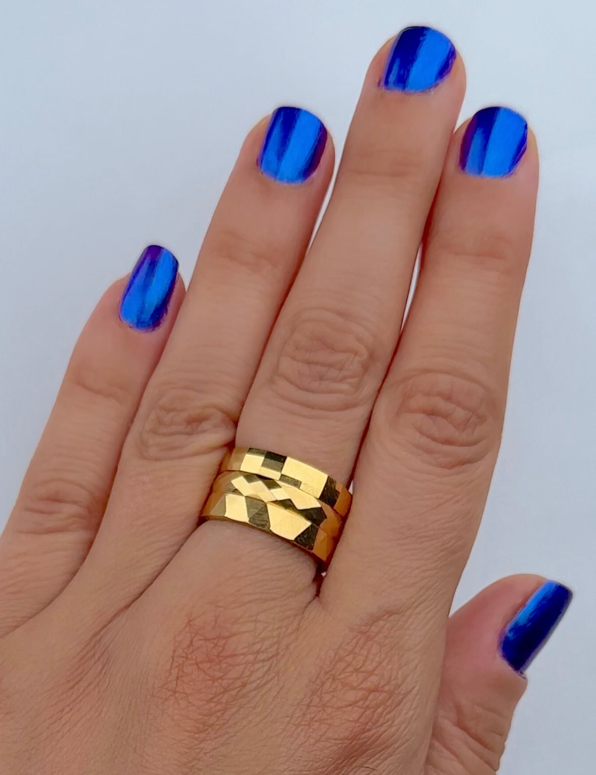 Stackable waterproof durable 18k gold-plated stainless steel ring tarnish free nickel free