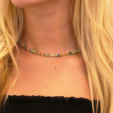Gems & Gold Cubes Beaded Necklace