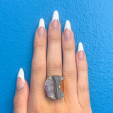 Amethyst Agate Moon Cuff Ring