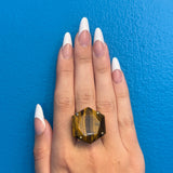 Tiger's Eye Hexagon Ring