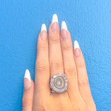 Amethyst Flower Silver Wire Ring