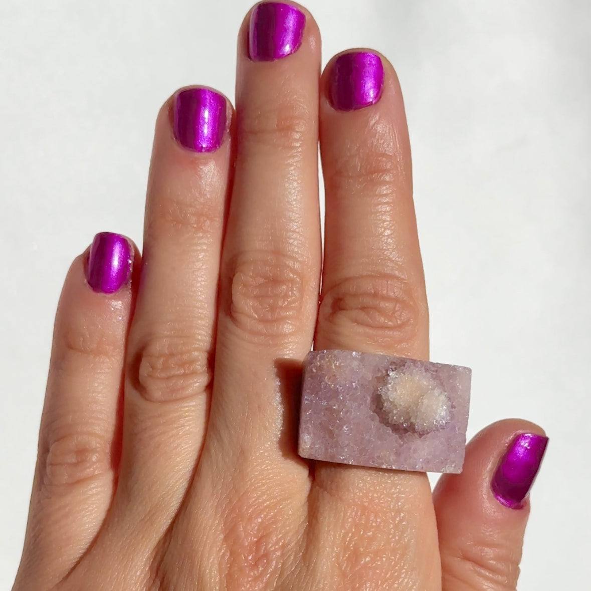 Carved Rock Ring - Pink Amethyst