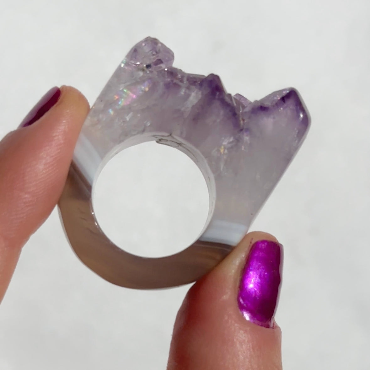 Carved Rock Ring - Purple Amethyst