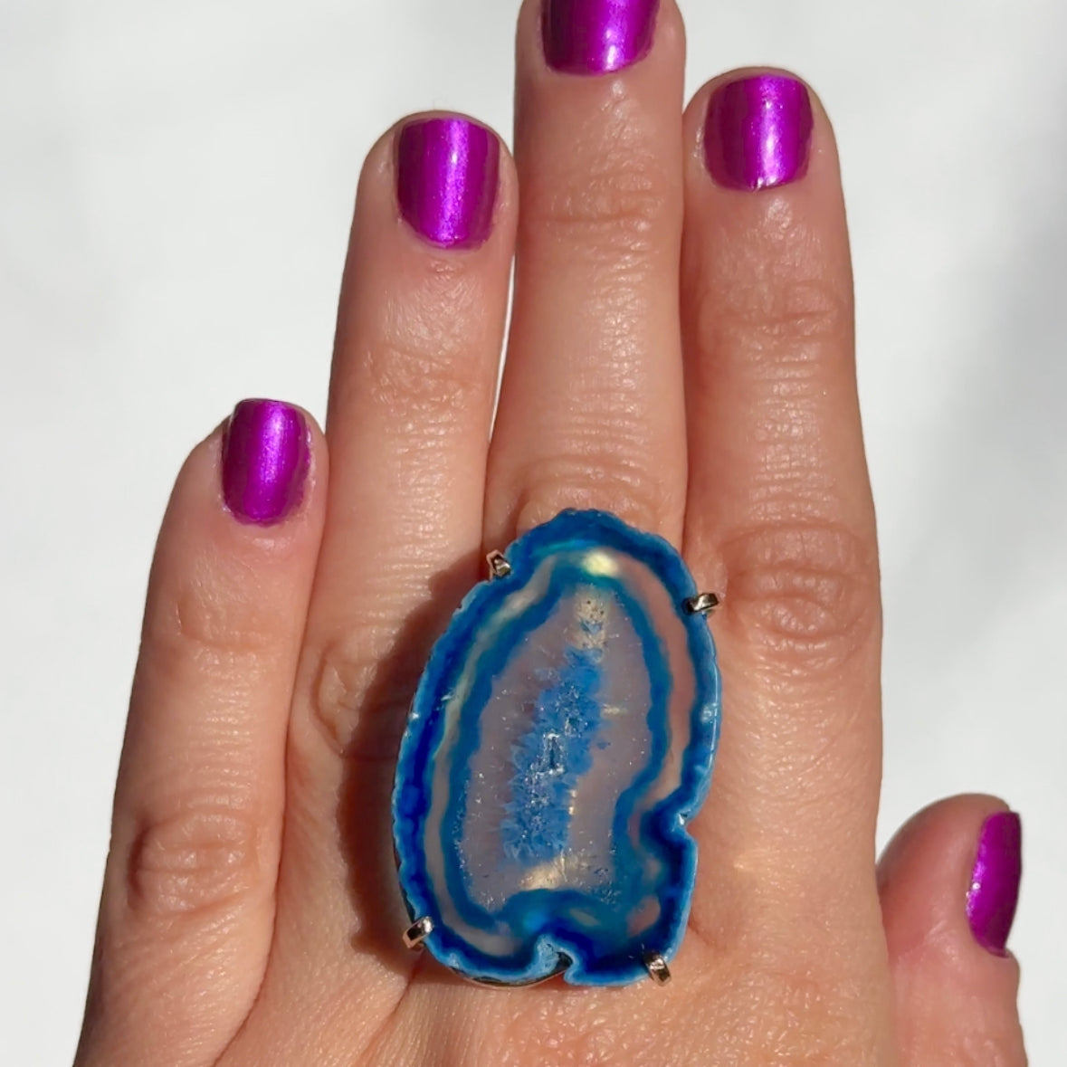 Blue Agate Slice Ring