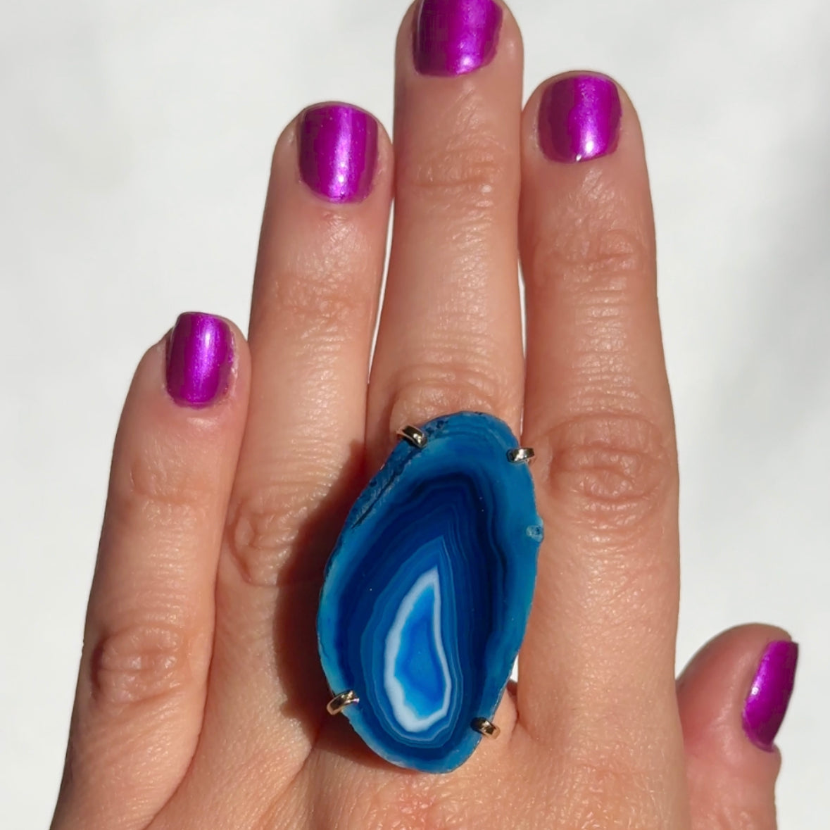 Blue Agate Slice Ring