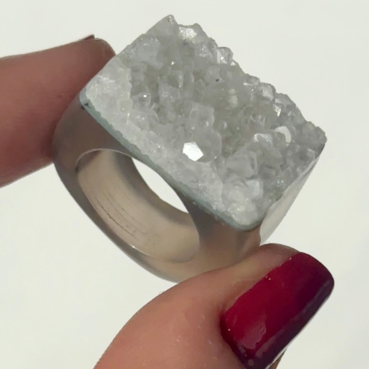 Carved Rock Ring (SIZE 5-8) Light Amethyst, Agate, Quartz