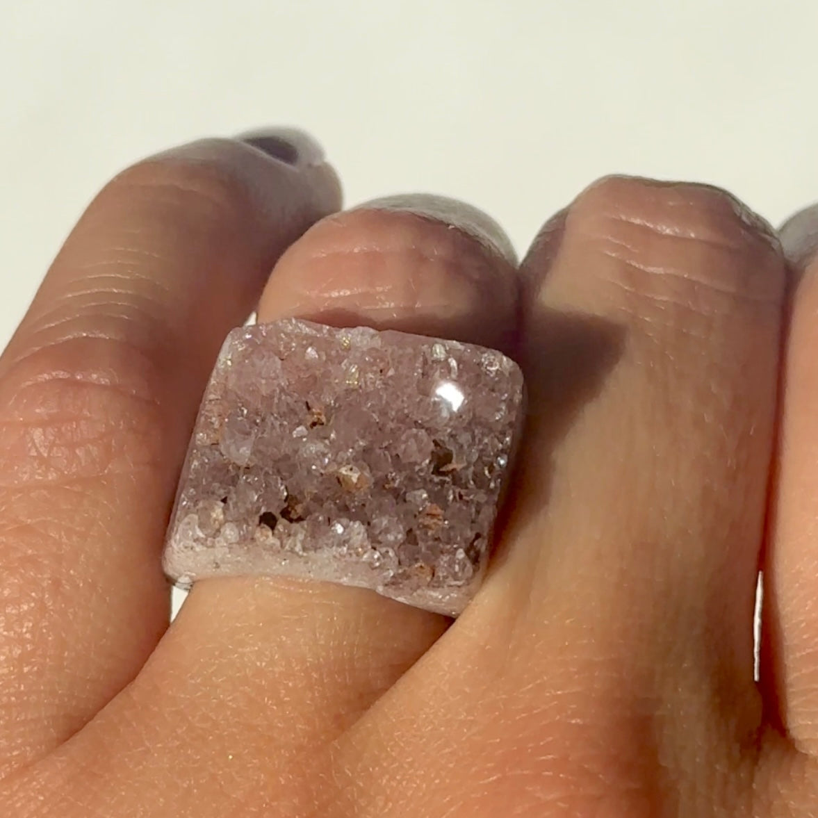 Carved Rock Ring - Pink Amethyst / Citrine