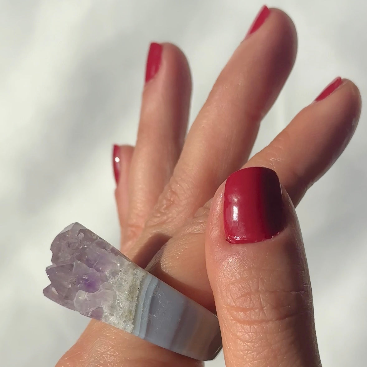 Carved Rock Ring (SIZE 8-12) Amethyst, Agate, Quartz