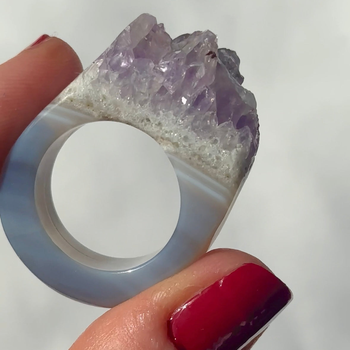 Carved Rock Ring (SIZE 8-12) Amethyst, Agate, Quartz