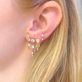 Crystal Double Drop Earrings - Gold