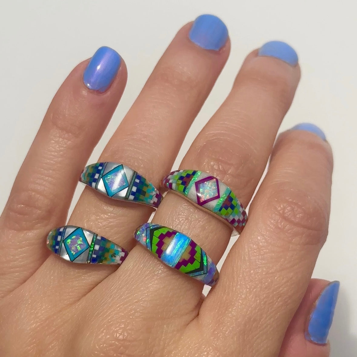 Mosaic Inlay Tapered Ring