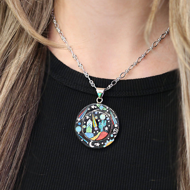 Monument Valley Inlay Statement Necklace - Round