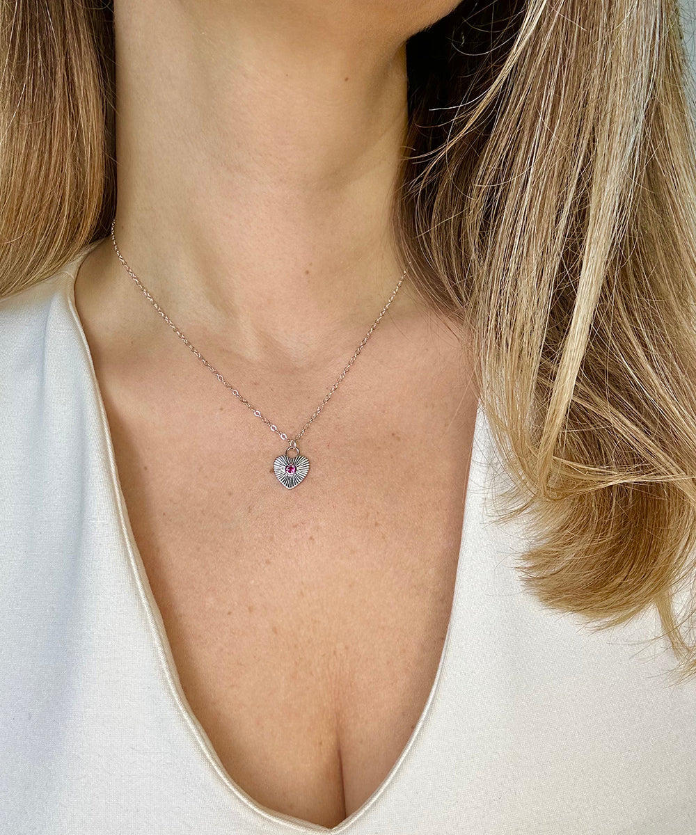 Etched Heart Necklace - Small