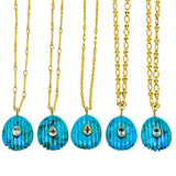 Fluted Turquoise + Blue Topaz Necklace