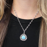 Turquoise + Herkimer Diamond Necklace - Chunky Teardrop