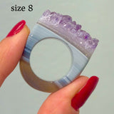 Carved Rock Ring Dark Amethyst (SIZE 5.5-8)
