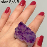 Carved Rock Ring Dark Amethyst (SIZE 5.5-8)