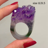 Carved Rock Ring Dark Amethyst (8.5-10)