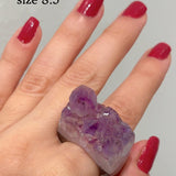 Carved Rock Ring Dark Amethyst (8.5-10)