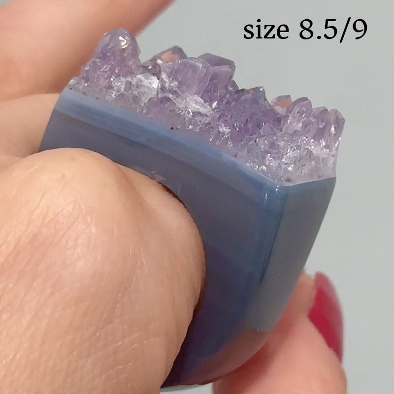 Carved Rock Ring Dark Amethyst (8.5-10)