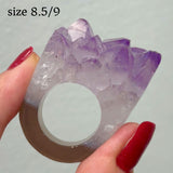 Carved Rock Ring Dark Amethyst (8.5-10)