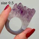 Carved Rock Ring Dark Amethyst (8.5-10)
