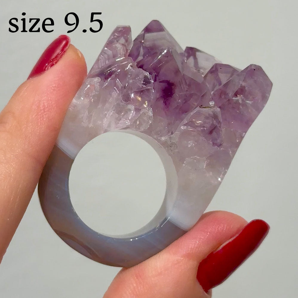 Carved Rock Ring Dark Amethyst (8.5-10)