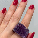Carved Rock Ring Dark Amethyst (8.5-10)