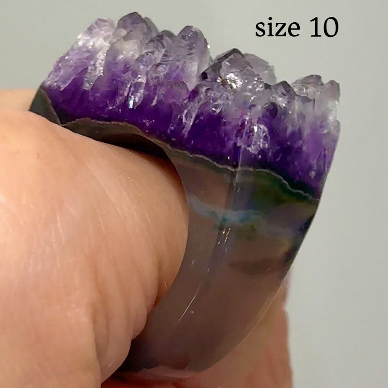 Carved Rock Ring Dark Amethyst (8.5-10)