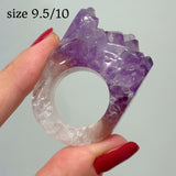 Carved Rock Ring Dark Amethyst (8.5-10)