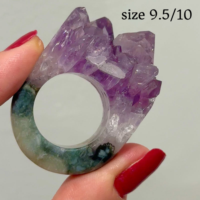 Carved Rock Ring Dark Amethyst (8.5-10)