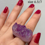 Carved Rock Ring Dark Amethyst (SIZE 5.5-8)