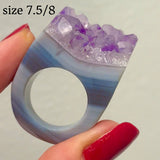 Carved Rock Ring Dark Amethyst (SIZE 5.5-8)
