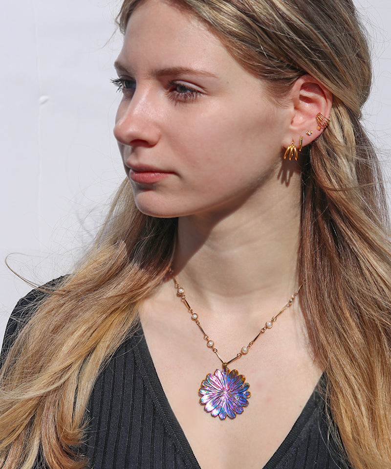 Zinnia Carved Abalone Necklace