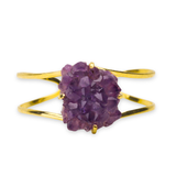 Amethyst Oval Cuff Bracelet- Gold