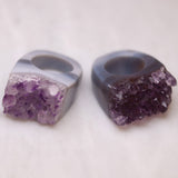 Carved Rock Ring Dark Amethyst (8.5-10)