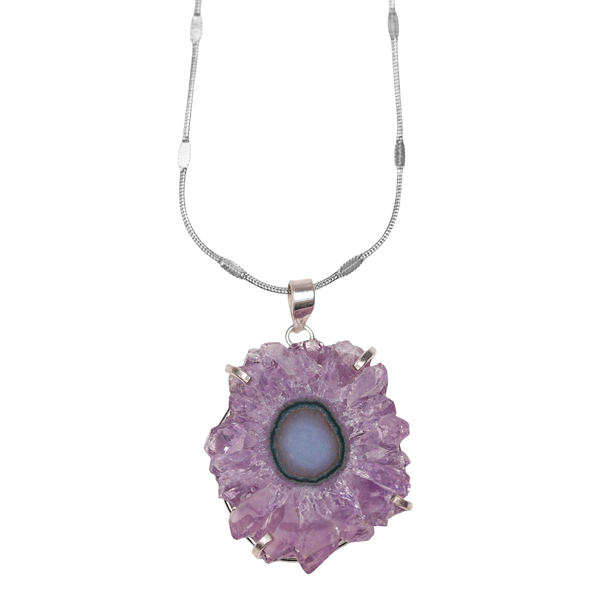 Amethyst Flower Necklace - Silver