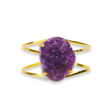 Amethyst Oval Cuff Bracelet- Gold