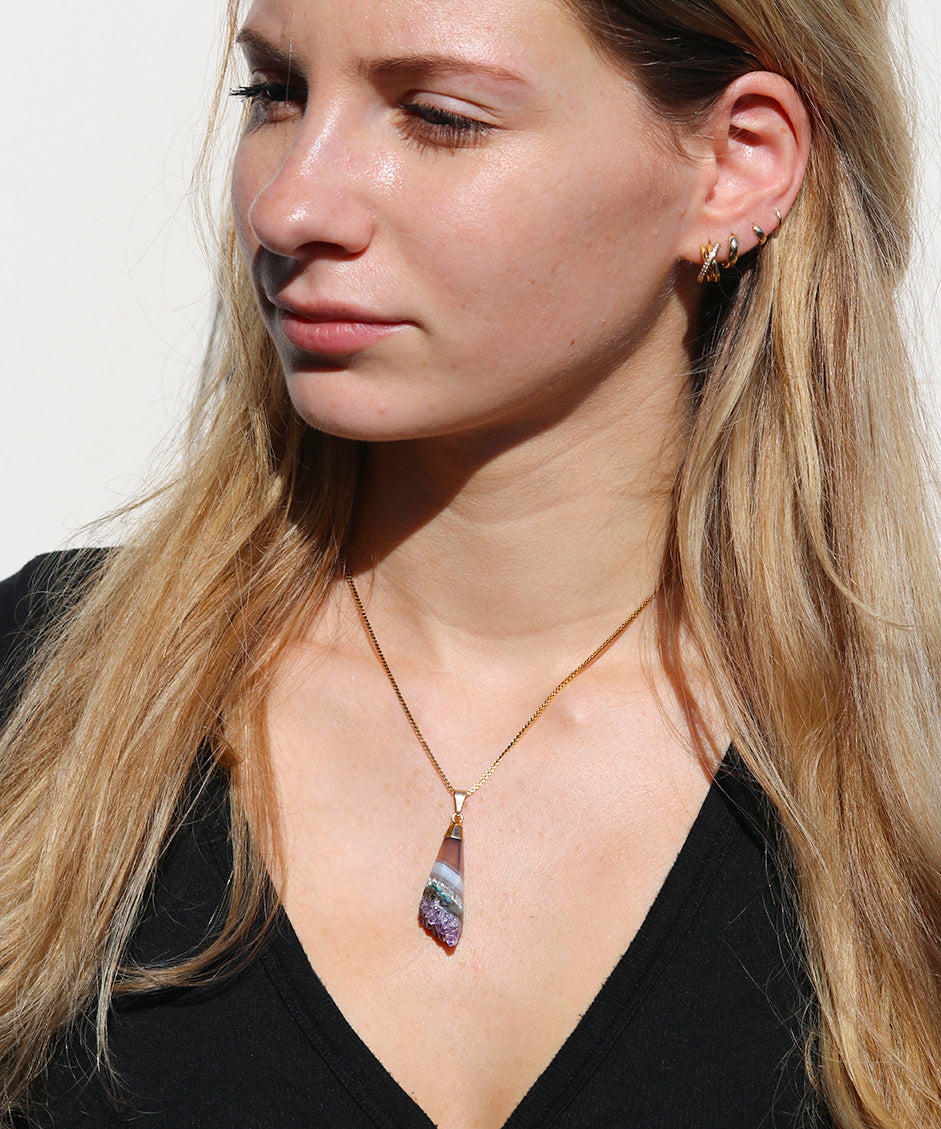 Amethyst Agate Point Necklace